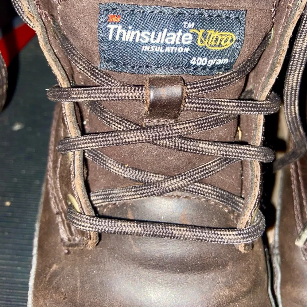 CAT Caterpillar Brown Ultra Thinsulate with 400 Grams, Waterproof Work Boots EUC